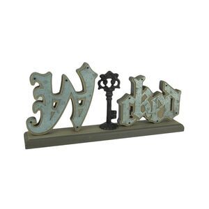 Scratch & Dent Wicked Word Decor Cutout Wood Standing Sign With Antique Key